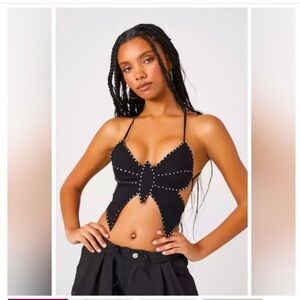 forever 21 butterfly rhinestone top